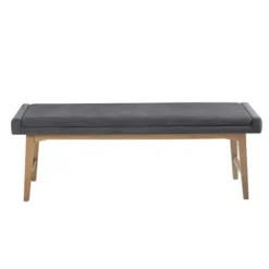 Benches & Ottomans-Kirkland's Home Upholstered And Wood Legs Bench Gray
