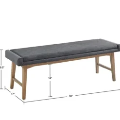 Benches & Ottomans-Kirkland's Home Upholstered And Wood Legs Bench Gray