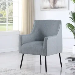 Accent Chairs-Kirkland's Home Upholstered Black Legs Accent Chair Gray