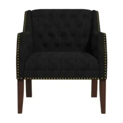 Accent Chairs-Kirkland's Home Upholstered Button Tufted Accent Chair Black