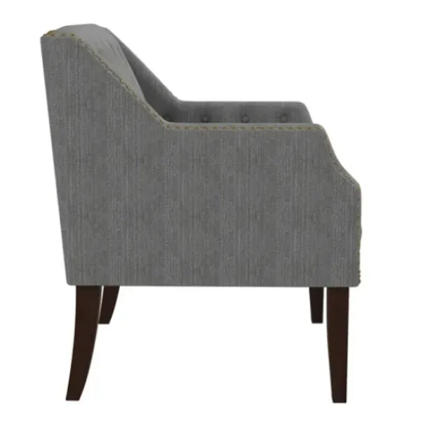 Accent Chairs-Kirkland's Home Upholstered Button Tufted Accent Chair Gray