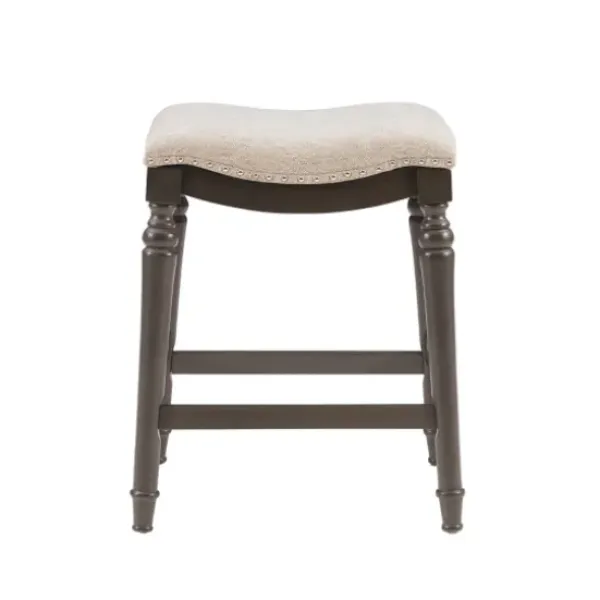 Bar Stools & Counter Height Stools-Kirkland's Home Upholstered Curved Seat Counter Stool Gray