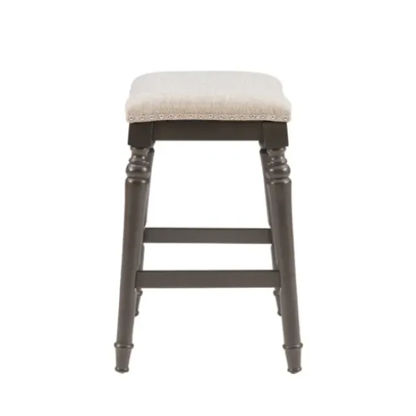 Bar Stools & Counter Height Stools-Kirkland's Home Upholstered Curved Seat Counter Stool Gray