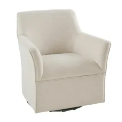 Accent Chairs-Kirkland's Home Upholstered Flared Arm Swivel Accent Chair Ivory