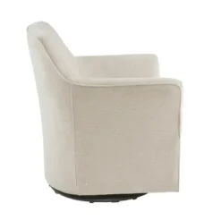 Accent Chairs-Kirkland's Home Upholstered Flared Arm Swivel Accent Chair Ivory