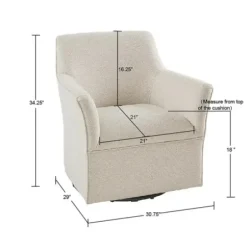 Accent Chairs-Kirkland's Home Upholstered Flared Arm Swivel Accent Chair Ivory
