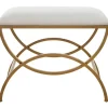 Benches & Ottomans-Kirkland's Home Upholstered Gold Metal Arched Frame Bench White