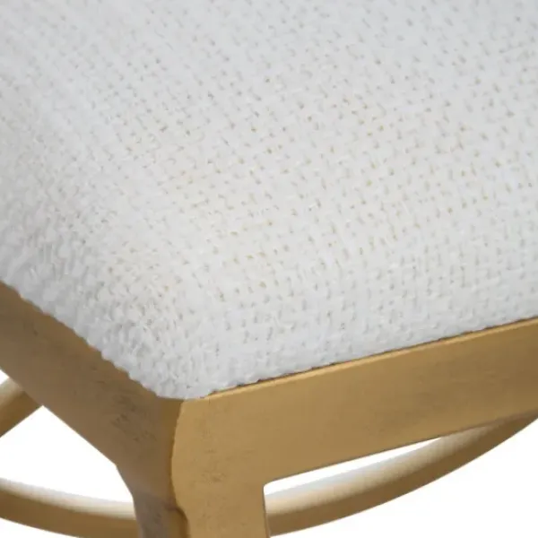 Benches & Ottomans-Kirkland's Home Upholstered Gold Metal Arched Frame Bench White