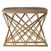 Benches & Ottomans-Kirkland's Home Upholstered Golden Geometric Net Base Stool Gray