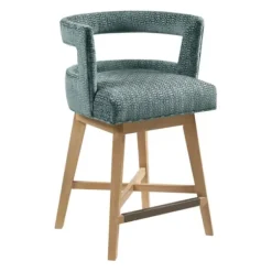 Bar Stools & Counter Height Stools-Kirkland's Home Upholstered Low Back Swivel Counter Stool Blue