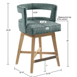 Bar Stools & Counter Height Stools-Kirkland's Home Upholstered Low Back Swivel Counter Stool Blue