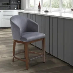 Bar Stools & Counter Height Stools-Kirkland's Home Upholstered Martha Stewart Counter Stool Gray