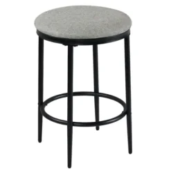 Bar Stools & Counter Height Stools-Kirkland's Home Upholstered Metal Counter Stool Gray