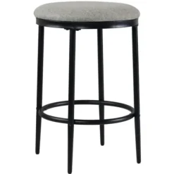 Bar Stools & Counter Height Stools-Kirkland's Home Upholstered Metal Counter Stool Gray