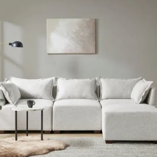 Sofas & Loveseats-Kirkland's Home Upholstered Modular Ottoman Ivory