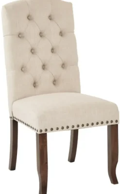 Dining Chairs-Kirkland's Home Upholstered Nailhead Trim Dining Chair Ivory