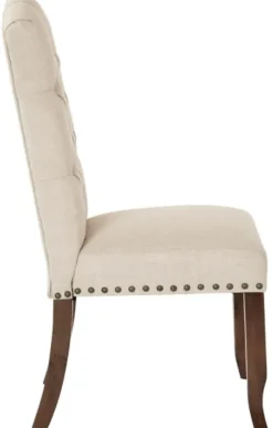 Dining Chairs-Kirkland's Home Upholstered Nailhead Trim Dining Chair Ivory
