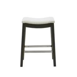Bar Stools & Counter Height Stools-Kirkland's Home Upholstered Saddle Seat Counter Stool Ivory