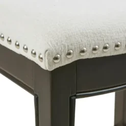 Bar Stools & Counter Height Stools-Kirkland's Home Upholstered Saddle Seat Counter Stool Ivory