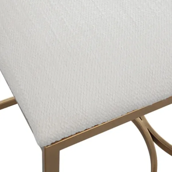 Benches & Ottomans-Kirkland's Home Upholstered Seat And Gold Metal Bench White