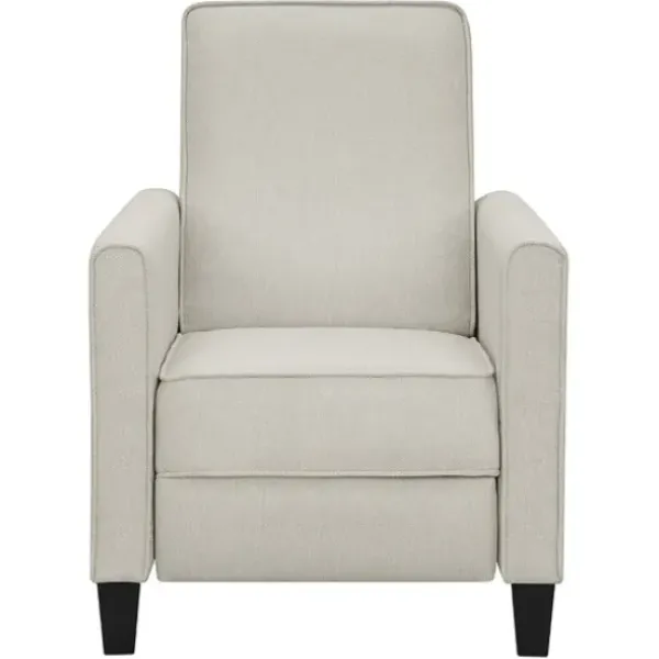 Accent Chairs-Kirkland's Home Upholstered Slim Push-Back Recliner Ivory