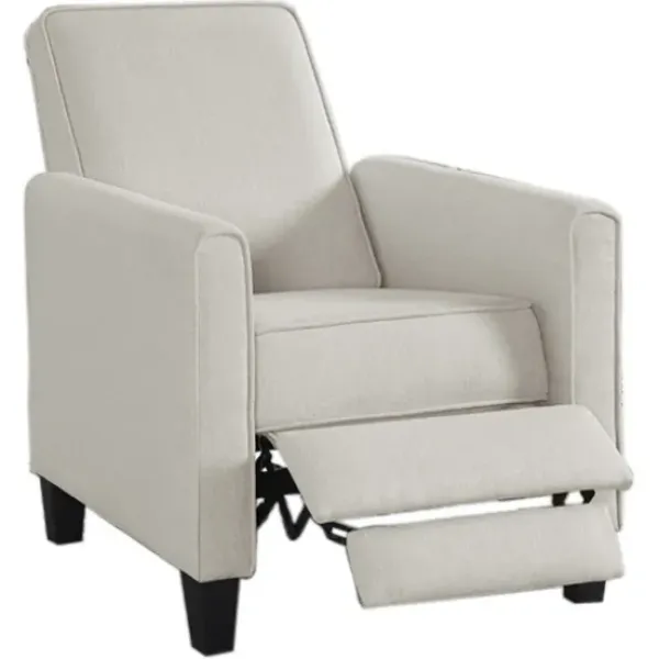Accent Chairs-Kirkland's Home Upholstered Slim Push-Back Recliner Ivory