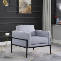 Accent Chairs-Kirkland's Home Upholstered Square Accent Chair Gray