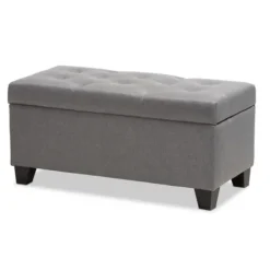 Benches & Ottomans-Kirkland's Home Upholstered Storage Ottoman Gray