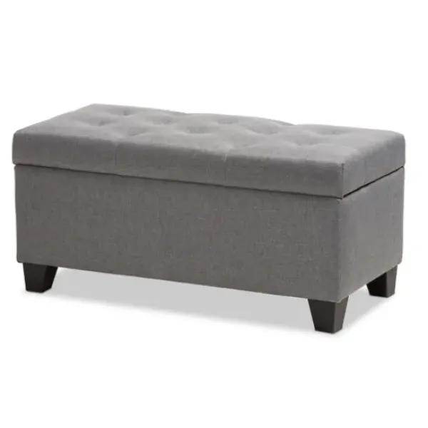 Benches & Ottomans-Kirkland's Home Upholstered Storage Ottoman Gray