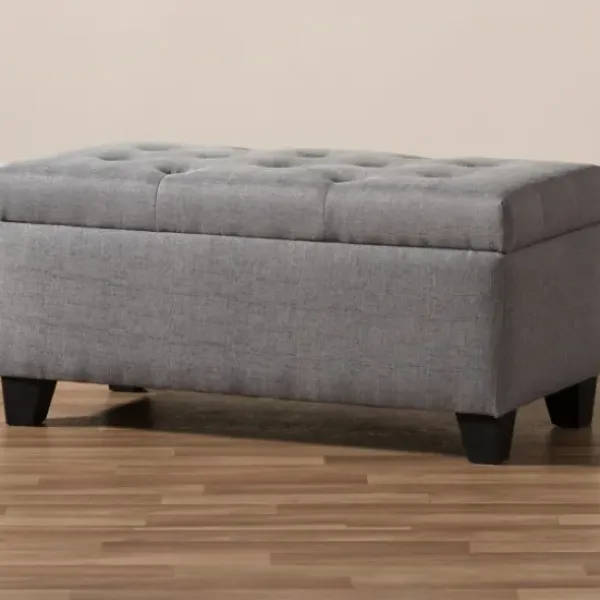 Benches & Ottomans-Kirkland's Home Upholstered Storage Ottoman Gray