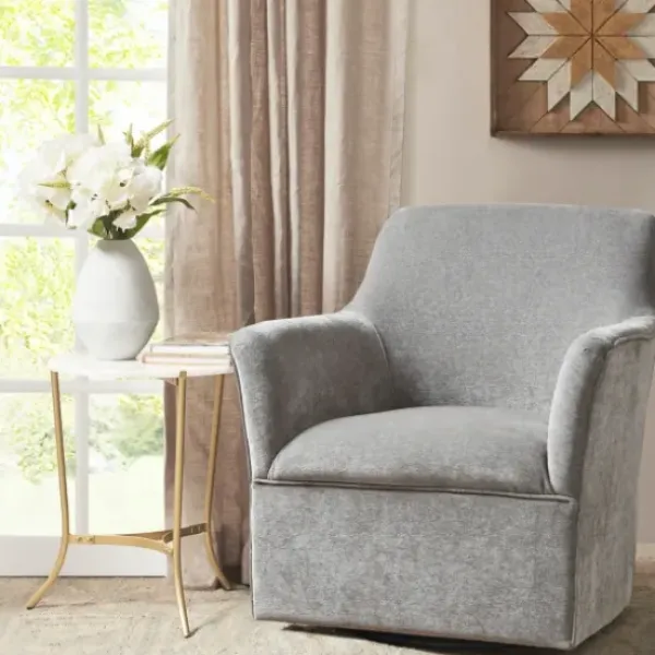 Accent Chairs-Kirkland's Home Upholstered Swivel Glider Accent Chair Gray