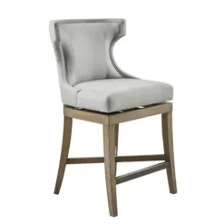 Bar Stools & Counter Height Stools-Kirkland's Home Upholstered Swivel Seat Counter Stool Gray