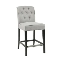 Bar Stools & Counter Height Stools-Kirkland's Home Upholstered Tufted Button Back Counter Stool Gray