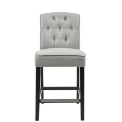 Bar Stools & Counter Height Stools-Kirkland's Home Upholstered Tufted Button Back Counter Stool Gray