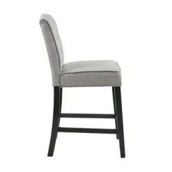 Bar Stools & Counter Height Stools-Kirkland's Home Upholstered Tufted Button Back Counter Stool Gray