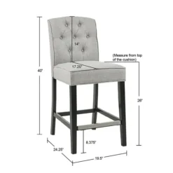 Bar Stools & Counter Height Stools-Kirkland's Home Upholstered Tufted Button Back Counter Stool Gray