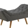 Benches & Ottomans-Kirkland's Home Upholstered Tufted Button Curved Bench Gray