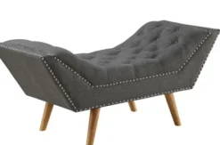 Benches & Ottomans-Kirkland's Home Upholstered Tufted Button Curved Bench Gray