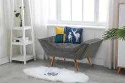 Benches & Ottomans-Kirkland's Home Upholstered Tufted Button Curved Bench Gray