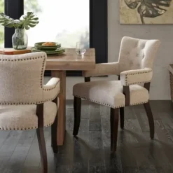 Dining Chairs-Kirkland's Home Upholstered Tufted Dining Chairs, Set Of 2 Ivory