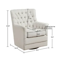 Accent Chairs-Kirkland's Home Upholstered Tufted Swivel Accent Chair White