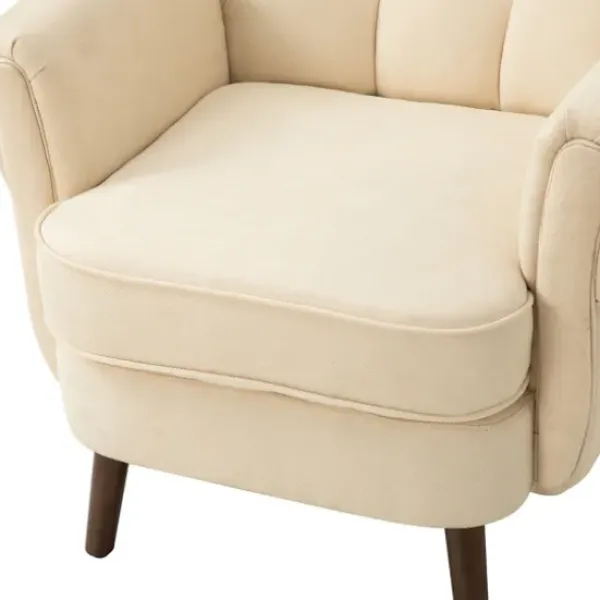 Accent Chairs-Kirkland's Home Upholstered Tufted Wingback Accent Chair Ivory