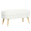 Benches & Ottomans-Kirkland's Home Upholstered Wood Leg Storage Bench Ivory