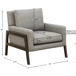 Accent Chairs-Kirkland's Home Upholstered Wood Trim Accent Chair Gray