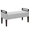 Benches & Ottomans-Kirkland's Home Upholstered Wood Trim Bench Gray