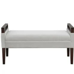 Benches & Ottomans-Kirkland's Home Upholstered Wood Trim Bench Gray