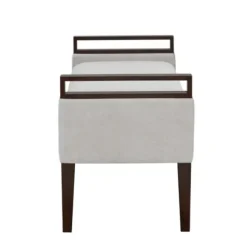 Benches & Ottomans-Kirkland's Home Upholstered Wood Trim Bench Gray