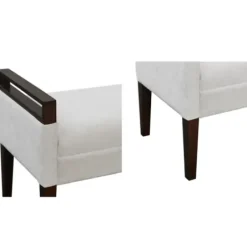 Benches & Ottomans-Kirkland's Home Upholstered Wood Trim Bench Gray
