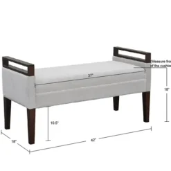 Benches & Ottomans-Kirkland's Home Upholstered Wood Trim Bench Gray