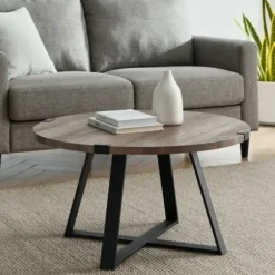 Coffee Tables-Kirkland's Home Urban Rustic Round Coffee Table Gray
